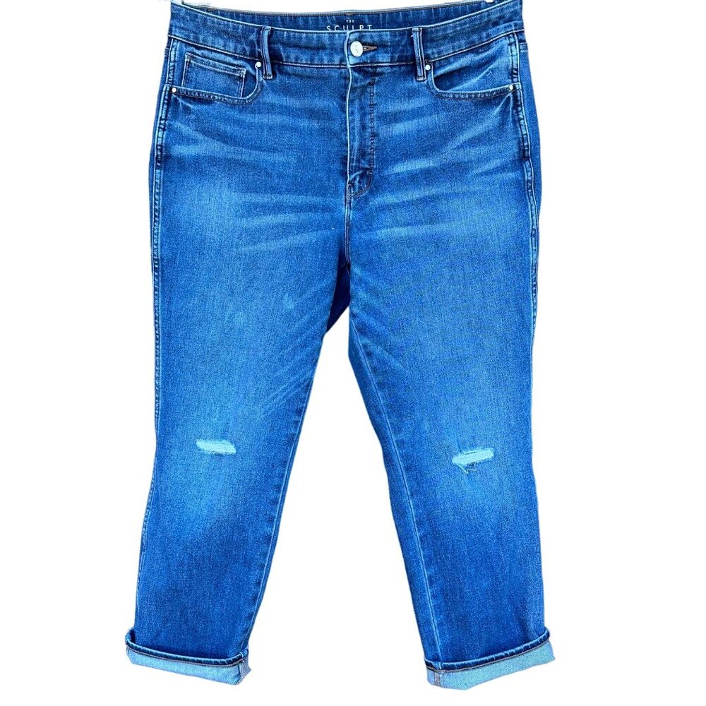 White House Black Market The Sculpt Straight Crop Distressed High Rise Jeans Siz - Picture 4 of 14